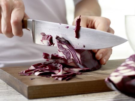 Ricottaklöße auf Apfel-Mango-Rotkohl Zubereitung Schritt 1 Ricottaklöße auf Apfel-Mango-Rotkohl Zubereitung Schritt 1
