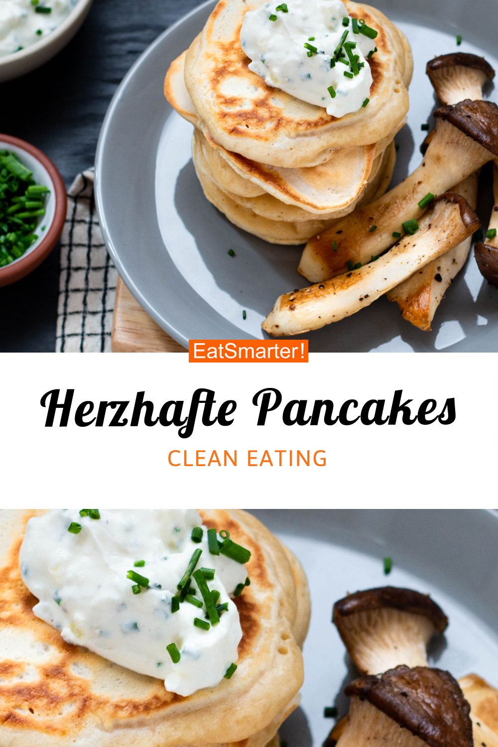 Herzhafte Pancakes mit gebratenen Kräuterseitlingen & Sour Cream Rezept ...