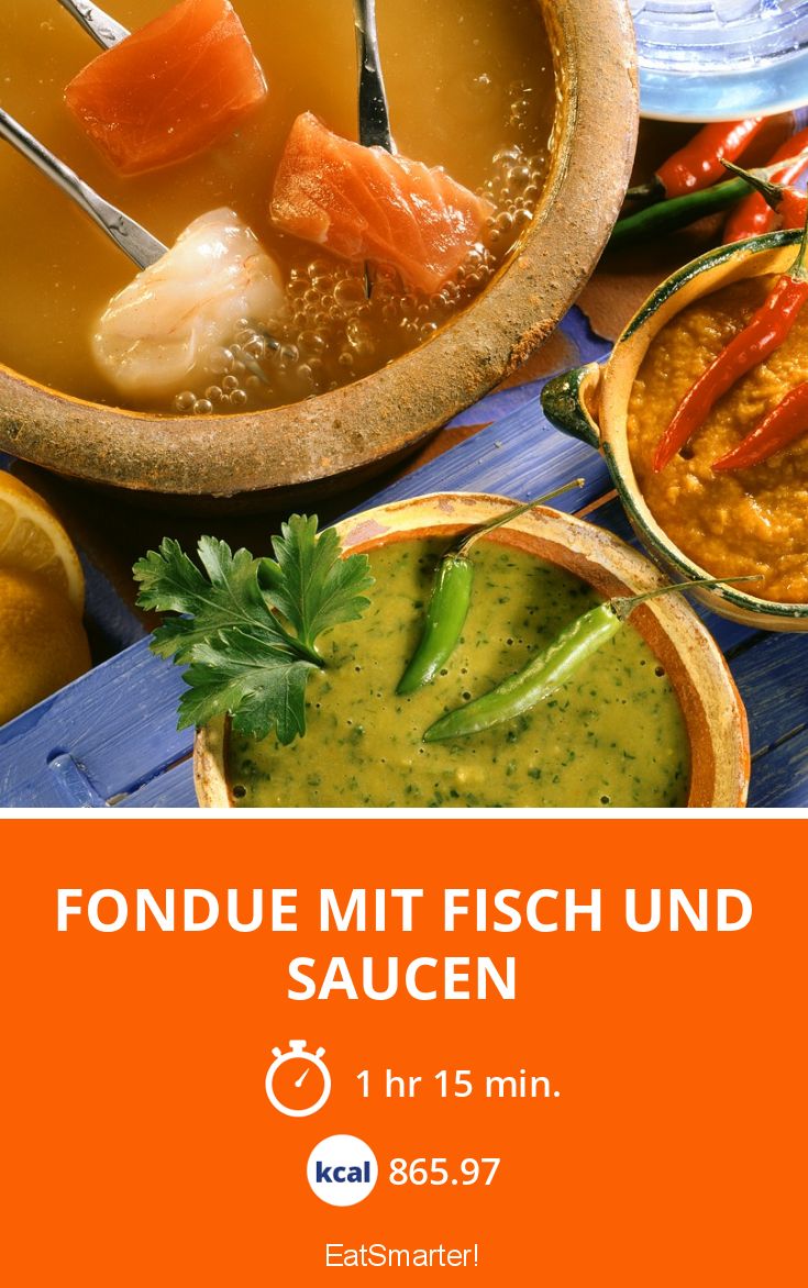 Fondue mit Fisch und Saucen Rezept EAT SMARTER