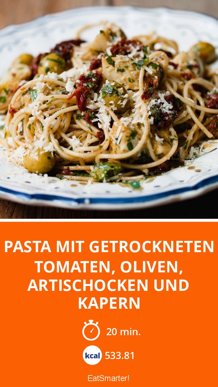 Pasta mit getrockneten Tomaten, Oliven, Artischocken und Kapern Rezept ...