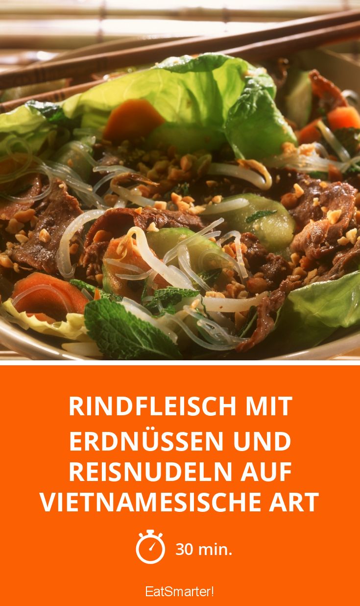 Rindfleisch mit Erdnüssen und Reisnudeln auf Vietnamesische Art Rezept ...