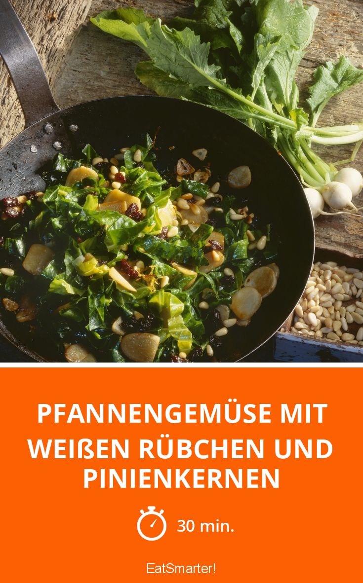 Pfannengemüse mit weißen Rübchen und Pinienkernen Rezept | EAT SMARTER