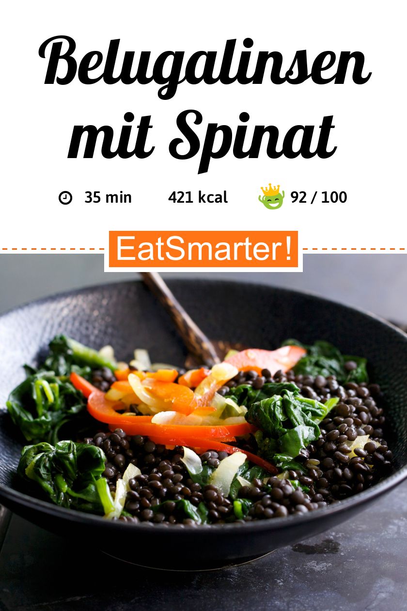 Belugalinsen mit Spinat Rezept