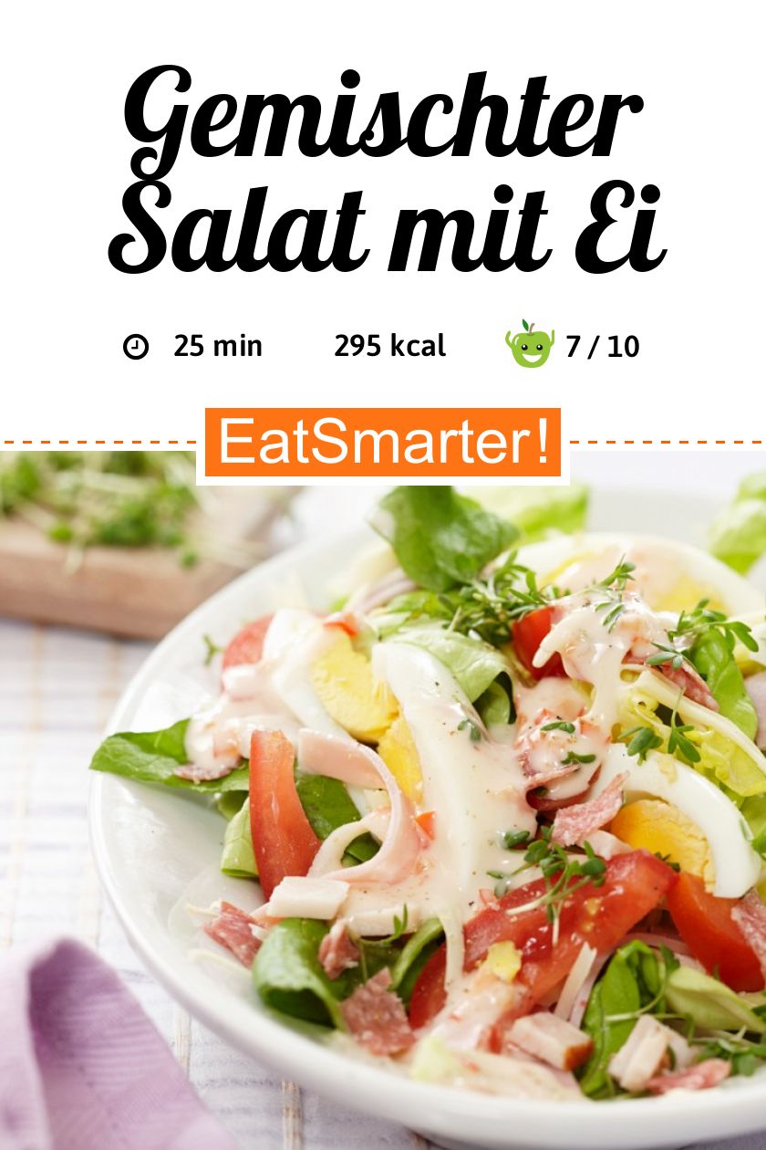 Wie Viel Kalorien Hat Ein Gemischter Salat Gemischter Salat mit Ei und Joghurtdressing: Low Carb-Salat Rezept