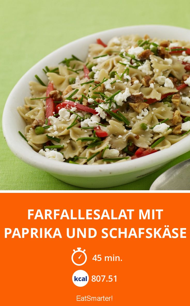 Farfallesalat mit Paprika und Schafskäse Rezept | EAT SMARTER