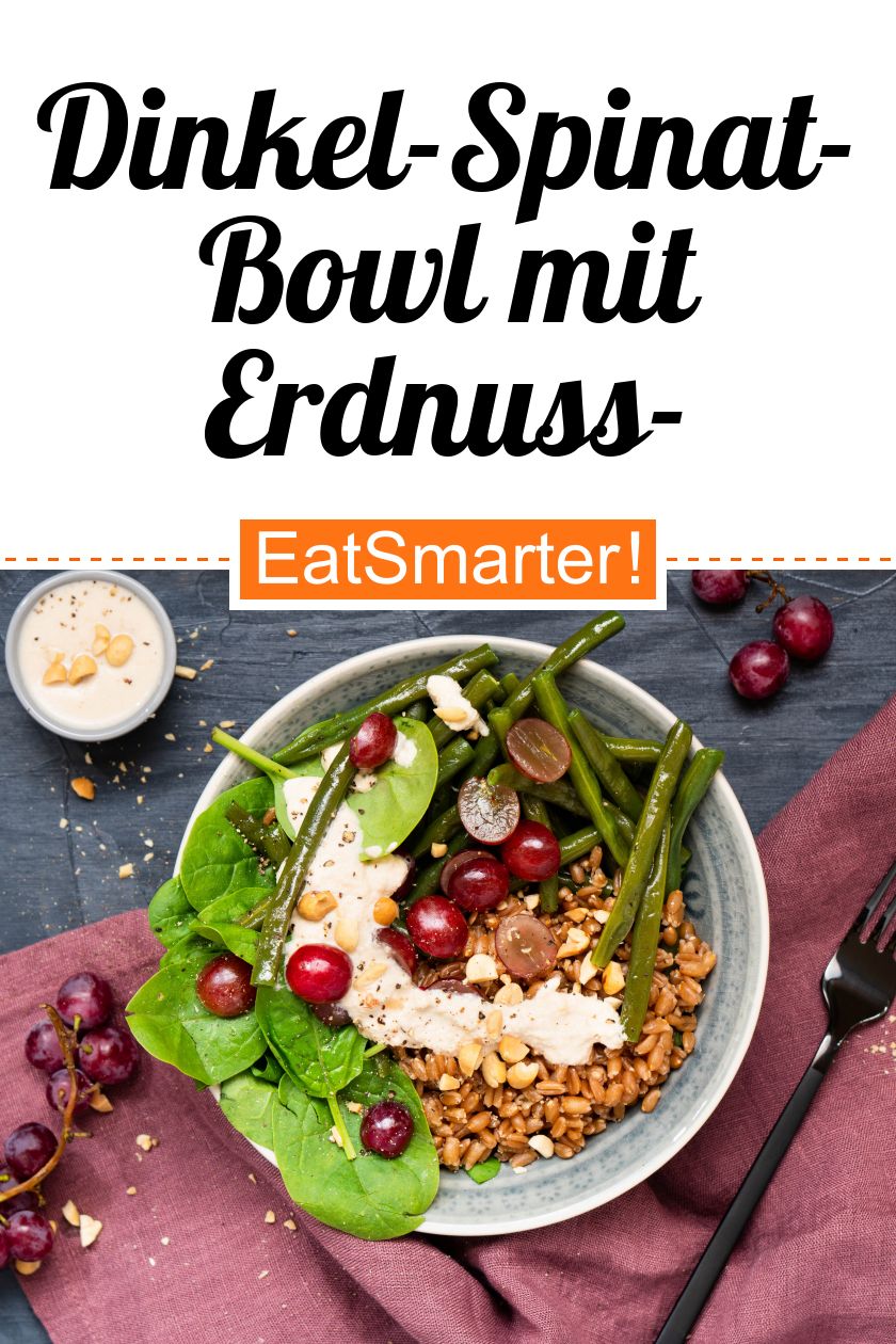 DinkelSpinatBowl mit ErdnussDressing Rezept EAT SMARTER