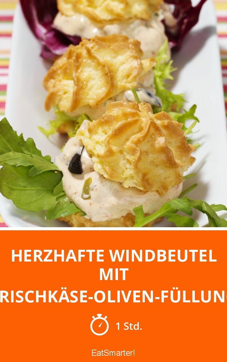Herzhafte Windbeutel mit Frischkäse-Oliven-Füllung Rezept | EAT SMARTER