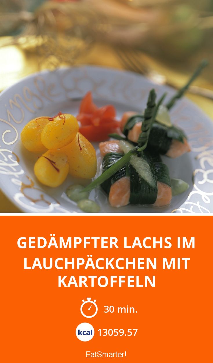 Gedämpfter Lachs im Lauchpäckchen mit Kartoffeln Rezept | EAT SMARTER