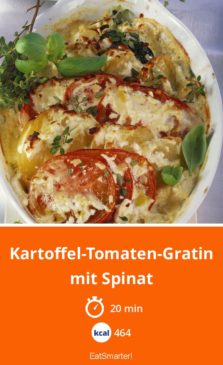 Kartoffel-Tomaten-Gratin mit Spinat Rezept | EAT SMARTER