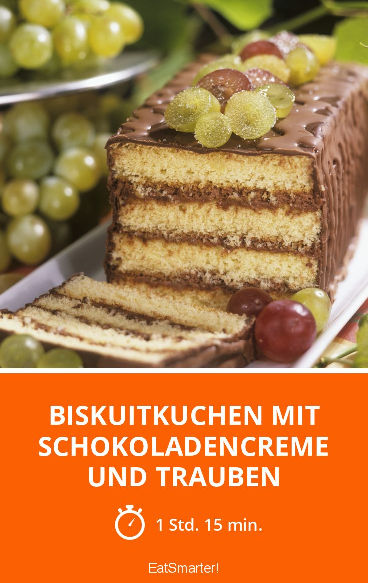 Biskuitkuchen mit Schokoladencreme und Trauben Rezept | EAT SMARTER Biskuitkuchen mit Schokoladencreme und Trauben Rezept | EAT SMARTER