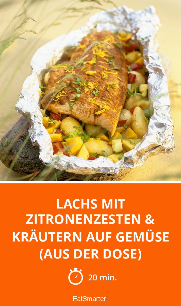 Lachs mit Zitronenzesten & Kräutern auf Gemüse (aus der Dose) Rezept EAT SMARTER
