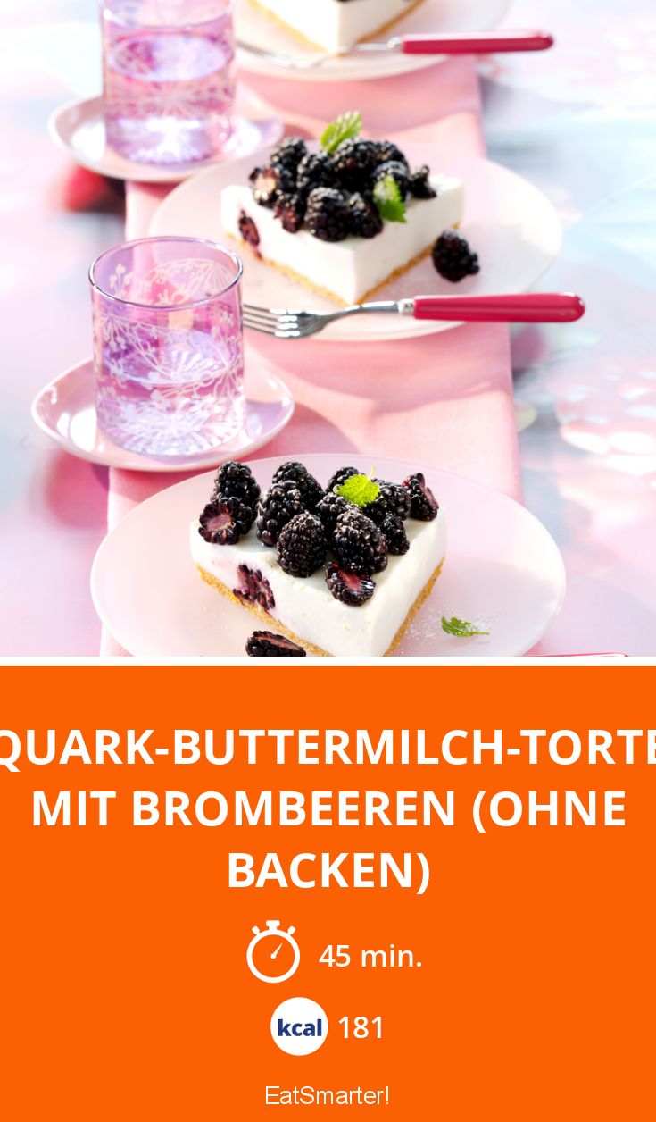 Quark-Buttermilch-Torte mit Brombeeren (ohne Backen) Rezept | EAT SMARTER