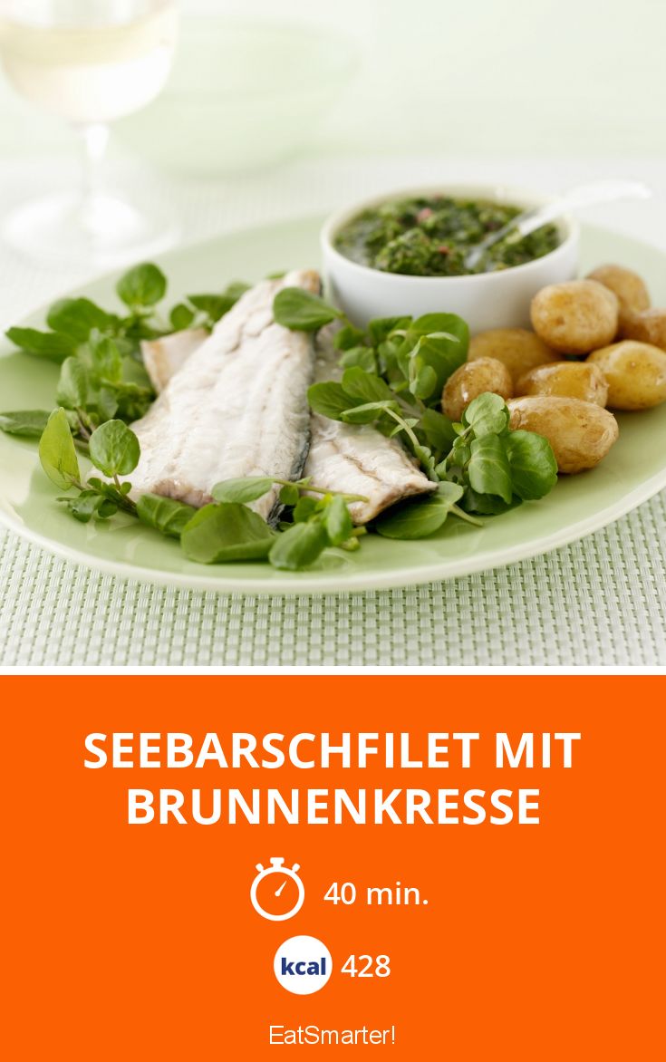 Seebarschfilet mit Brunnenkresse Rezept | EAT SMARTER