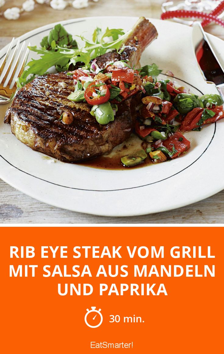 Rib Eye Steak vom Grill mit Salsa aus Mandeln und Paprika Rezept EAT