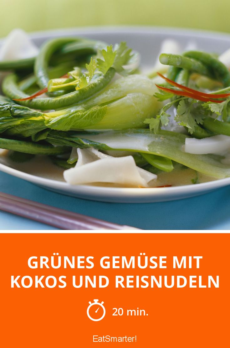 Grünes Gemüse mit Kokos und Reisnudeln Rezept | EAT SMARTER