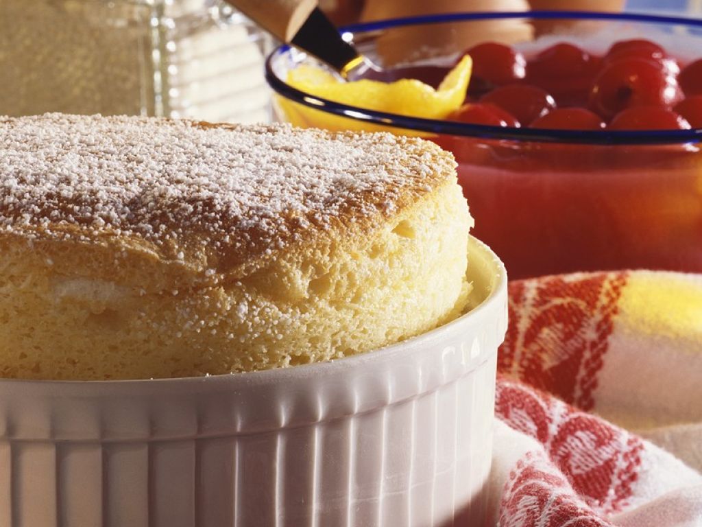 Grießsouffle mit Kompott
