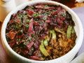 Auflauf mit Hackfleisch, grünen Bohnen und Rotkraut Rezept