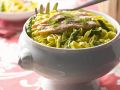 Bandnudeln mit grünem Spargel und Lachs Rezept