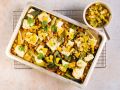 Feta auf Ofenlauch mit Kichererbsen und Orangen-Salsa Rezept