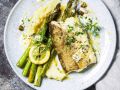 Fisch mit grünem Spargel und Kartoffelpüree Rezept