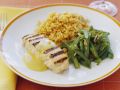 Fisch vom Grill mit grünen Bohnen und Reis Rezept