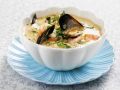 Französische Fischsuppe mit Shrimps, Muscheln und Safran Rezept