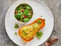 Gebackener Butternuss mit Ziegenkäse und Feldsalat Rezept