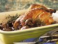 Gebratenes Hähnchen und Champignons und Thymian Rezept