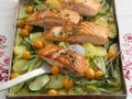 Gemüse mit Lachs aus dem Ofen Rezept