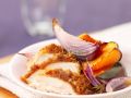 Hähnchenbrust mit Nektarinen und roten Zwiebeln Rezept