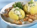 Kartoffeln mit Hüttenkäse und Hähnchengeschnetzeltem Rezept