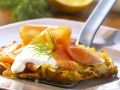 Kartoffelrösti mit geräucherten Lachs und Meerrettichsoße Rezept