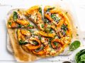 Kürbis-Pizza mit Spinat Rezept