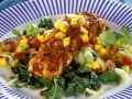 Lachsschnitte vom Grill mit Mangold und Mangosalsa Rezept