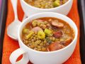 Linsen-Sellerie-Eintopf mit Wurst Rezept