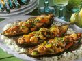 Mit Garnelen gefüllte Auberginen Rezept