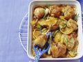 Ofen-Hähnchen mit Orangen, Rosmarin und Kartoffeln Rezept