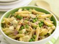 Pasta mit Brie, Speck und Erbsen Rezept