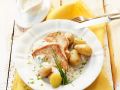 Putensteaks mit Cremesauce und Kartoffeln Rezept