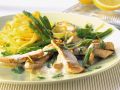 Putenstreifen in Zitronensauce mit Spargel und Nudeln Rezept