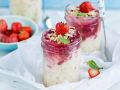 Reis-Hafer-Porridge mit Erdbeeren und Mandeln Rezept
