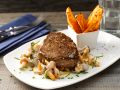 Rindersteak mit Pilzsauce und Süßkartoffelwedges Rezept