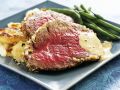 Roastbeef vom Angus-Rind mit gebratenen Kartoffeln und grünen Bohnen Rezept