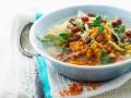 Rote Linsensuppe mit Gemüse und Speck Rezept