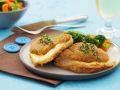 Schnitzel mit Käse-Schinken-Füllung (Cordon Bleu) und Gemüse Rezept