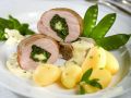 Schweinelende mit Spinat gefüllt dazu Kartoffeln Rezept