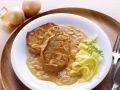 Schweinesteak mit Zwiebel-Sahne-Sauce Rezept