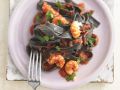Sepia-Tagliatelle mit Shrimps Rezept