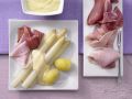 Spargel mit Limetten-Hollandaise und Schinkenplatte Rezept
