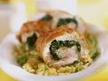 Spinat-Putenroulade mit Gemüse Rezept